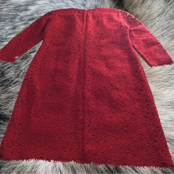 BODEN Dress Cotton Embroidered and Lace Fabric 3/4 Sleeved Red Size 4 - Picture 7 of 12